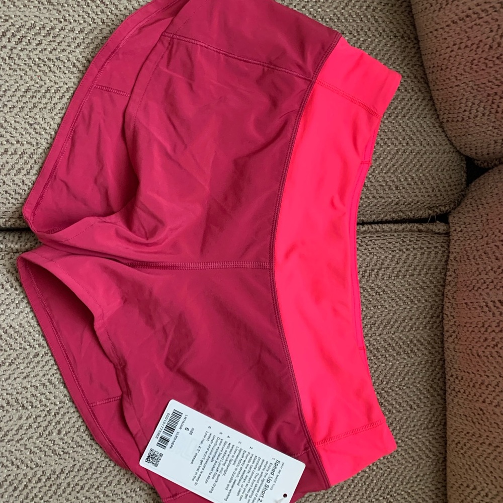 Neon pink Lululemon Speed Up Short 2.5”